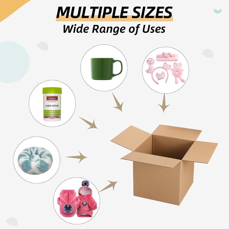 ZBEIVAN Shipping Boxes Mailers 5x5x5 inches Corrugated Cardboard Small Packing Kraft Moving Mailing Box, Pack of 6 - Image 4